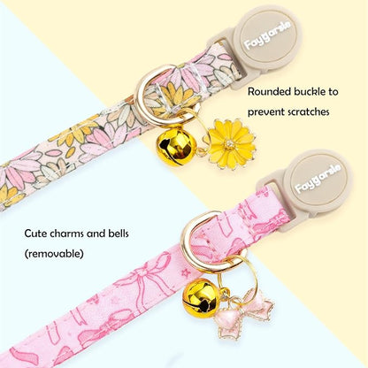 Faygarsle 2 Pack Pink Bow Floral Pattern Cat Collars Breakaway Safety Collar - Image 5