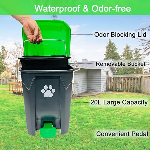 20L Dog Poop Trash Can Outside - Image 2