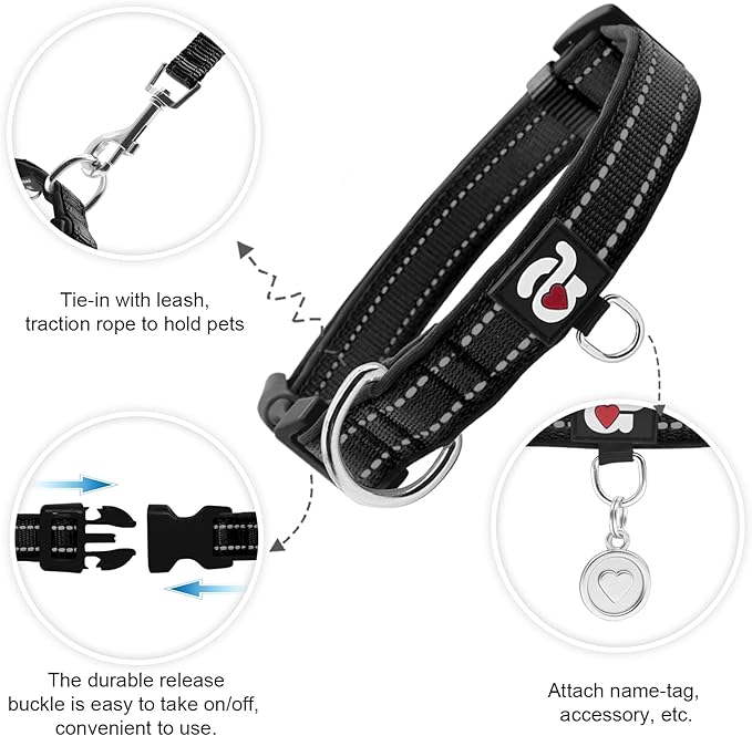 azuza Reflective Dog Collar, Soft Neoprene Padded Pet Collar - Image 2