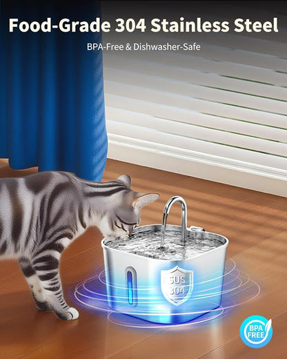 Cat Water Fountain Stainless Steel, 74oz/2.2L Automatic Cat Drinking Fountain - Image 3