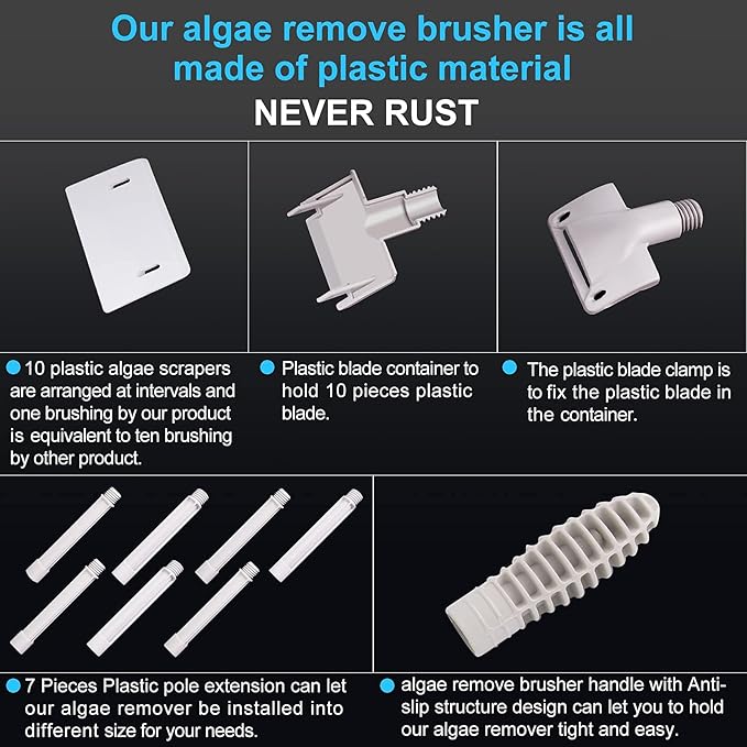 saltwater aquarium cleaner fish tank scraper cleaning tools 17.7-48 Inch long - Image 4