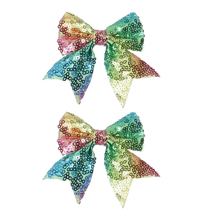 3-inch Sequined Bow Hair Clips For Baby Girls, Kids and Young Women Birthday by Koolgil