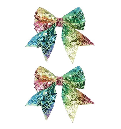 3-inch Sequined Bow Hair Clips For Baby Girls, Kids and Young Women Birthday by Koolgil