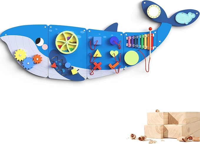 BlueWood Wooden Wall Busy Board Panels, Toddler Learning Activity Center by BlueWood