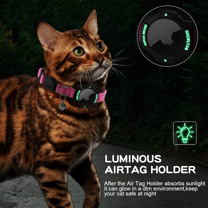 Luminous AirTag Cat Collar Breakaway, OUCWLTAG GPS Cat Collar - Image 4