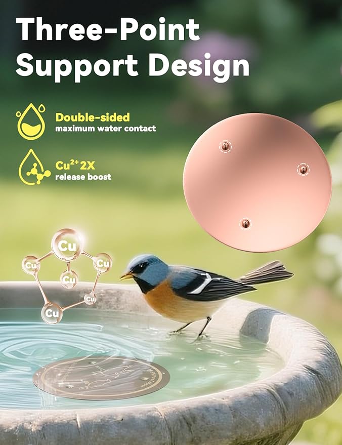 CNARIO Copper Disk for Bird Baths, Bird Baths 99.99% Pure Copper Cleaning Disk - Image 4