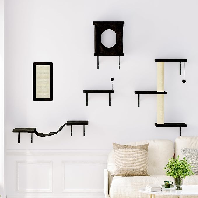 NUNU LAB Cat Wall Shelves Set, Bridge Ladder, Scratching Post, Indoor Cat - Image 3