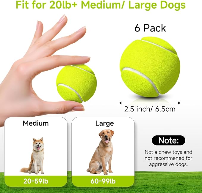 HETOO Tennis Balls for Dogs: 6 Pack 2.5 Inch Dog Balls- Dog Tennis Ball- - Image 5