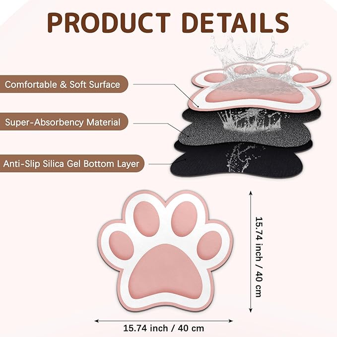 Dog Food Mat for Bowls, Absorbent Quick Dry Dog Cat Mats for Food and Water - Image 2
