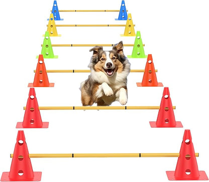 Dog Agility Training Hurdle Cone Set, Adjustable Dog Agility Equipment Obstacle by TINEPRY