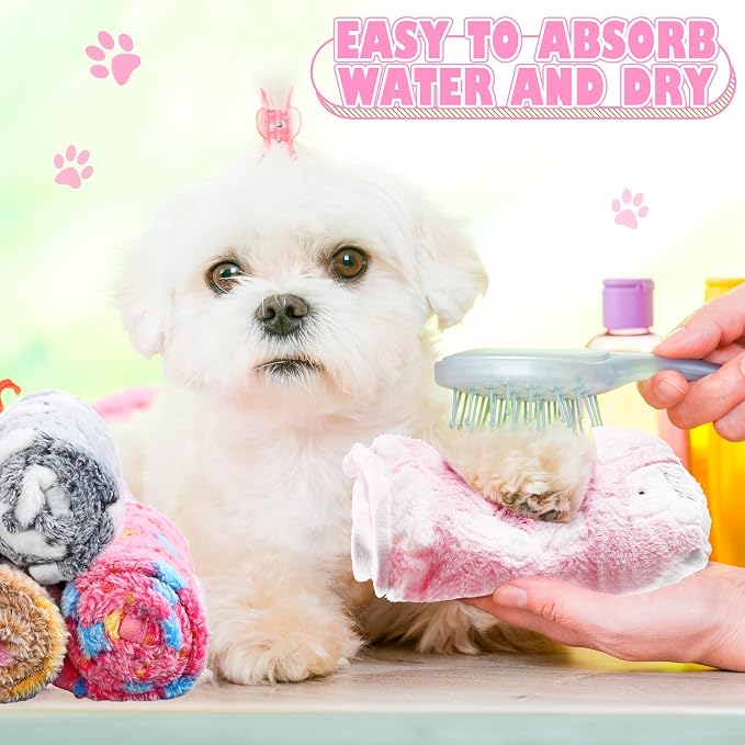 Chumia 18 Pcs Fleece Pet Blanket Soft Warm Sleep Mat Fluffy Cute Puppy Supplies - Image 6