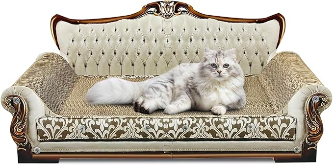 Luxury Cardboard Cat Scratcher Sofa Bed, Couch Shaped Scratching Board by INRLKIT