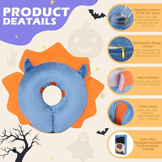 IEUUMLER Inflatable Recovery Dog Collar, Protective Donut Cone, Adjustable Soft - Image 4