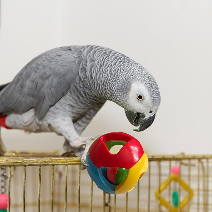 SIMENA Parrot Ball Toy with Bell, Cage Hanging Accessories - Image 4