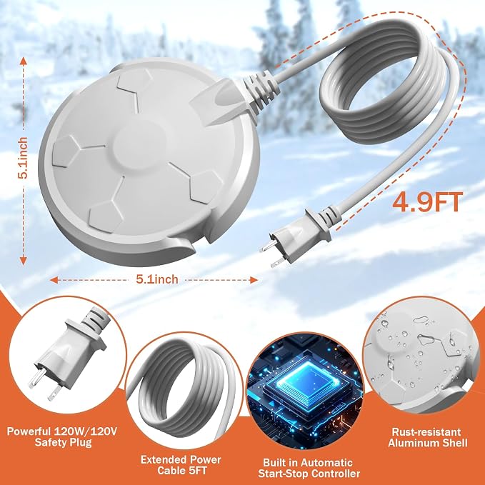 Daoeny Bird Bath Heater, 120W Bird Bath Heaters - Image 3