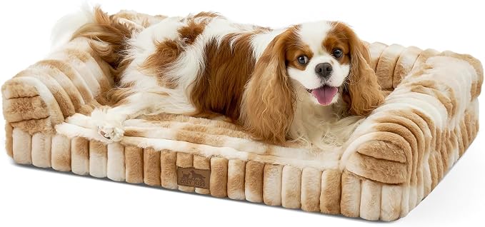 Cute Dog Bed for Small Dogs, Faux Rabbit Fur Orthopedic Foam Dog Bed by COZYKISS