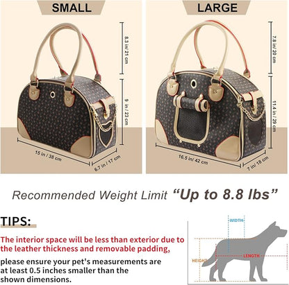 Fashion Dog Carrier PU Leather Dog Handbag Dog Purse Cat Tote Bag Pet Cat Dog - Image 2