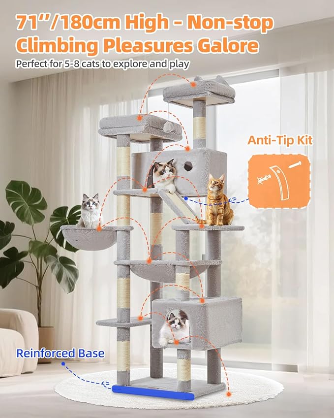 Taoqimiao Cat Tree 71-Inch, Cat Tower - Image 8