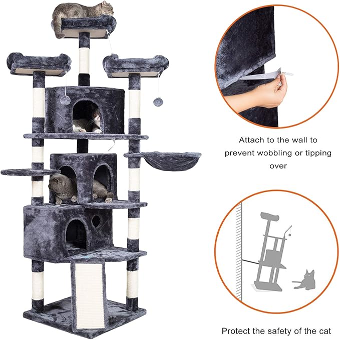 Hey-brother XL Cat Tree, 73.4 inch Cat Tower - Image 6