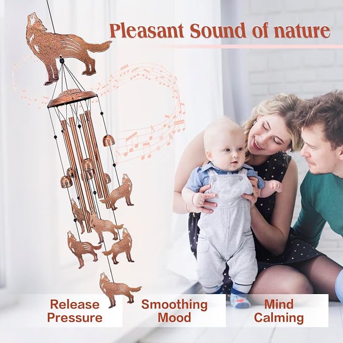 Wolf Wind Chimes for Outside, Wolf Gifts for Women/Men/Sympathy Gift/Memorial - Image 4