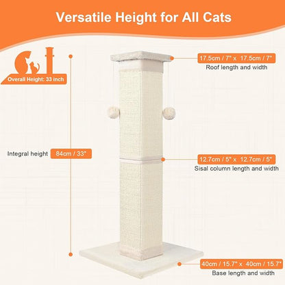 Cat Scratching Post 33 Inch Nature Sisal Cat Scratch Post - Image 2