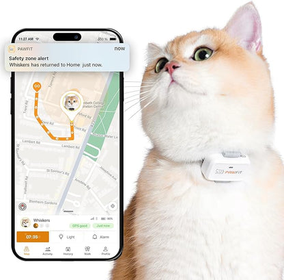 Pawfit Lite for Cats 4g GPS Tracker | Ultra-Small Design | Real-Time Tracking | by Pawfit