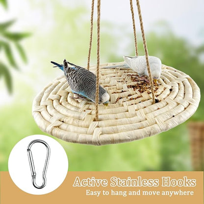 FlidRunest Bird Swing Hammock Bed, Natural Corn Woven Parrot Hammock Swing Mat - Image 4