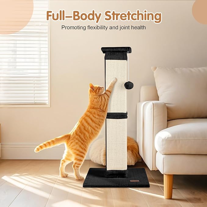 Cat Scratching Post 33 inch for Indoor Cats, High Cat Scratch Post Black - Image 6