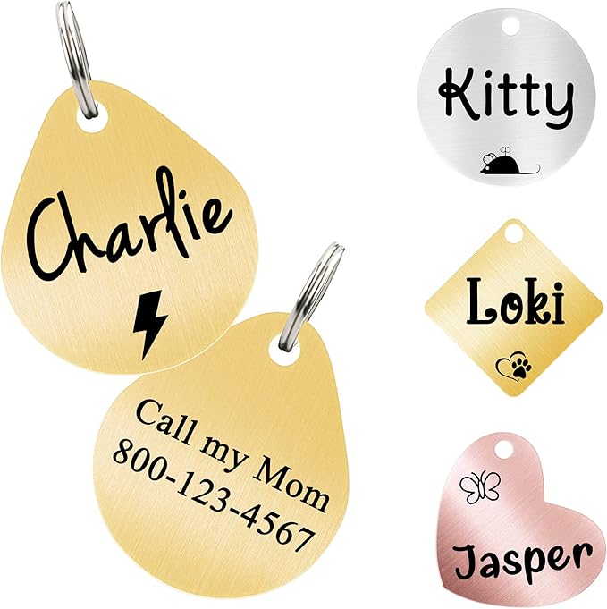 Ultra Joys Cat ID Tag Personalized Pet Tags, Durable Stainless Steel Small Pet by UltraJoys