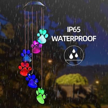 Paw Print Solar Wind Chimes for Outside, Dogs Cat Pet Pawprint Remembrance Wind - Image 6