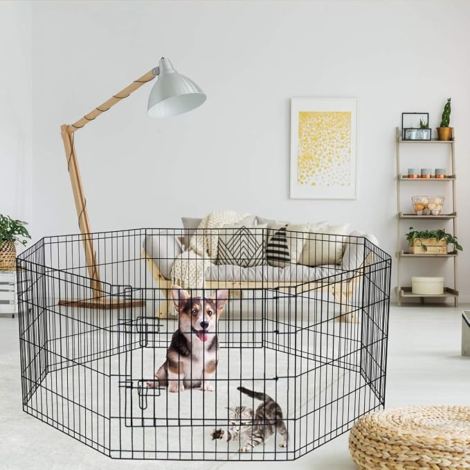 Artmeer Pet Playpen Puppy Playpen Kennels Dog Fence Exercise Pen Gate Fence - Image 4