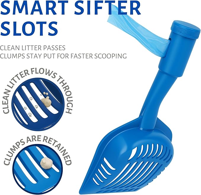 2-in-1 Pooper Scooper with Bag Attachment, Cat Litter Shovel Scoop with Bag - Image 3