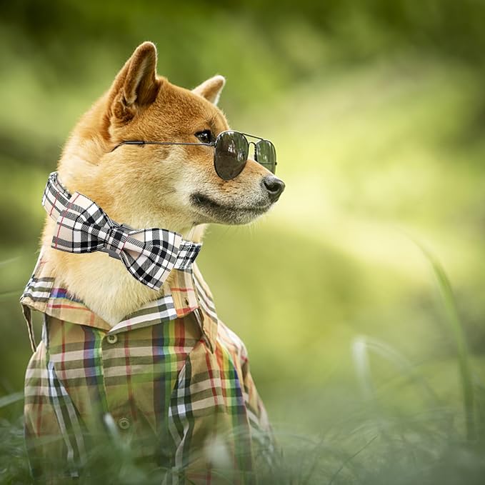 Dog Collar- Plaid Pet Collar Cute Pet Bow Soft Girl or Boy Dog Collars - Image 5
