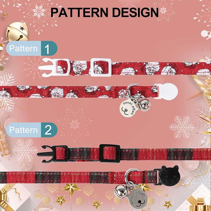 Lionet Paws 2pcs Pack Cotton Cat Collar, Breakaway Buckle Christmas Cat Colar - Image 4