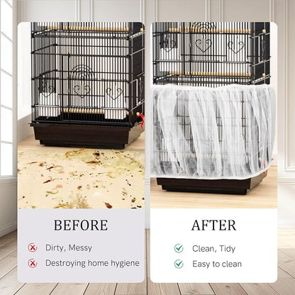4 PCS Bird Cage Cover, Universal Bird Cage Seed Catcher, Adjustable Elastic - Image 5