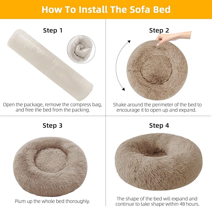 Dog Bed for Small Medium Large Dogs, 27 inch Calming Dogs Bed, Washable-Round - Image 6