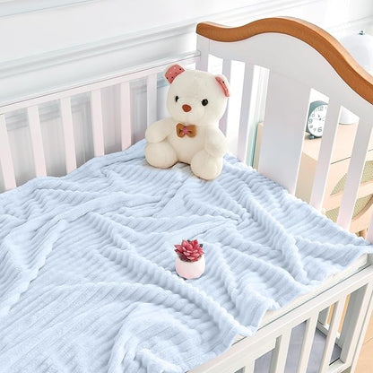Soft Fleece Baby Blanket Ultra Cozy Blue Baby Blankets - Image 2