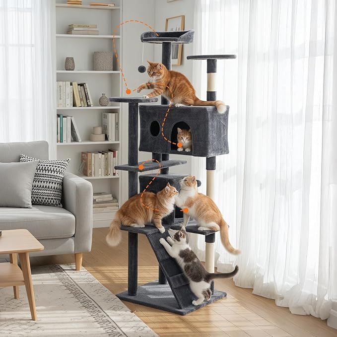 DUMOS 80-inch Indoor Cat Tree Tower –Multi-Level Pet House - Image 6