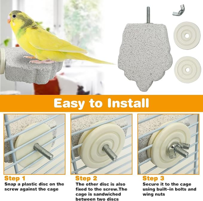 PINVNBY 4 PCS Bird Perches Calcium Parrot Perch Stand Bird Beak Grinding Stone - Image 6