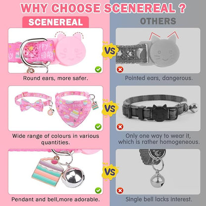 SCENEREAL Cat Bandana Collar for Birthday - Image 6