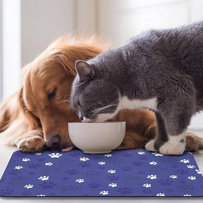 Dog Food Mat, Absorbent Water Bowl Mats Cat Pet Feeding Placemats Dark Blue 12 - Image 7