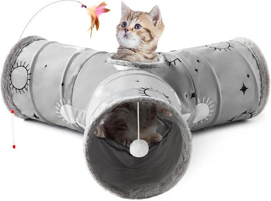 Tempcore Pet Cat Tunnel Tube Cat Toys 3 Way Collapsible, Cat Tunnels by Tempcore