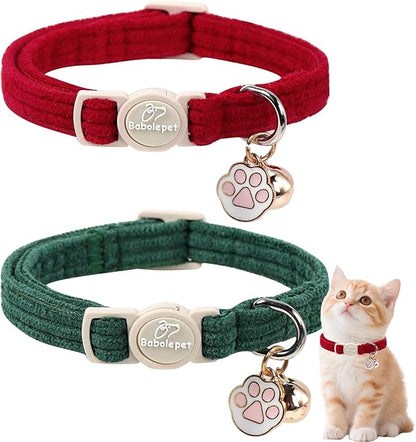 2 Pack Corduroy Cat Collars by Babolepet