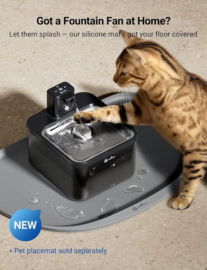 DownyPaws Cat Water Fountain Stainless Steel Cordless, 84oz/2.5L Fursink - Image 6