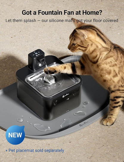 DownyPaws Cat Water Fountain Stainless Steel Cordless, 84oz/2.5L Fursink - Image 6
