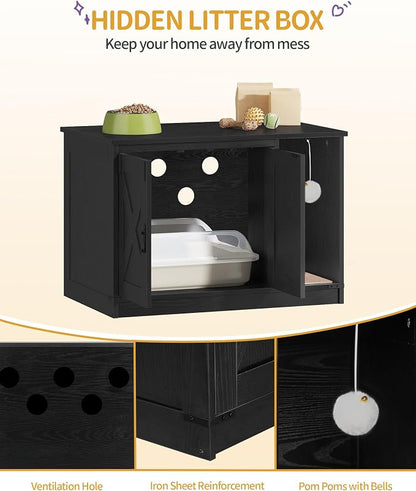 Cat Litter Box Enclosure, Hidden Litter Box Cabinet Furniture - Image 3