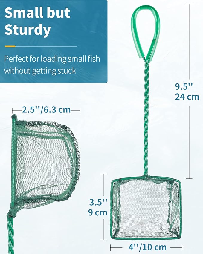 Pawfly Aquarium Fish Net with Braided Metal Handle Square Net with Soft Fine - Image 3