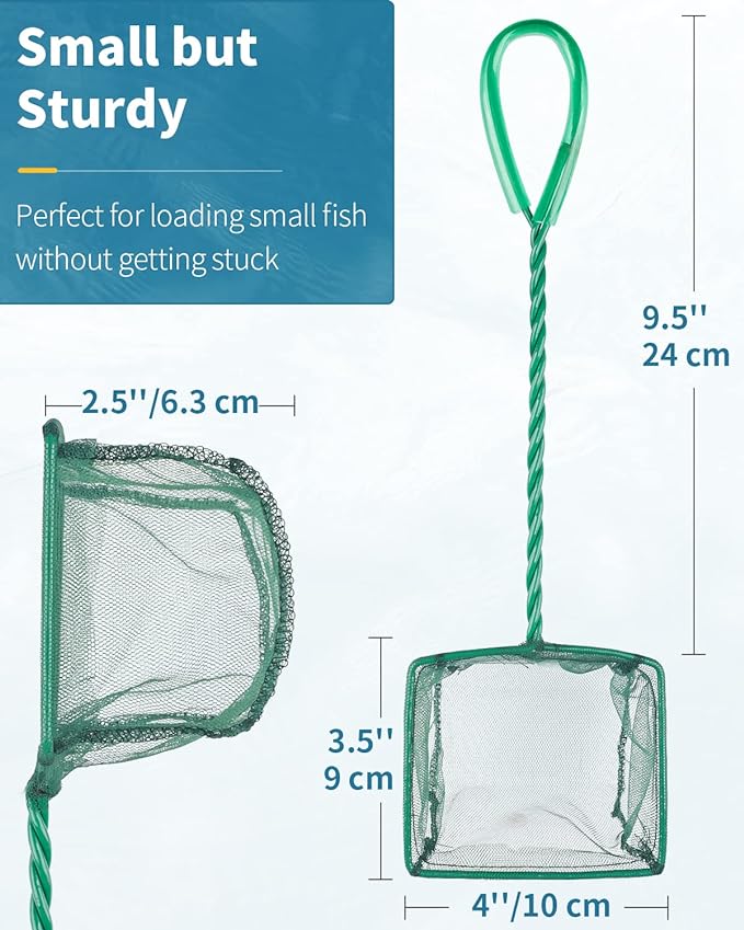 Pawfly Aquarium Fish Net with Braided Metal Handle Square Net with Soft Fine - Image 3