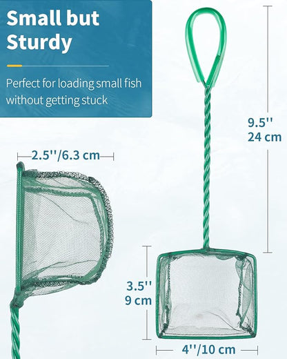 Pawfly Aquarium Fish Net with Braided Metal Handle Square Net with Soft Fine - Image 3