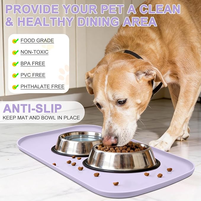 Silicone Pet Food Mat with Raised Edge - Image 3